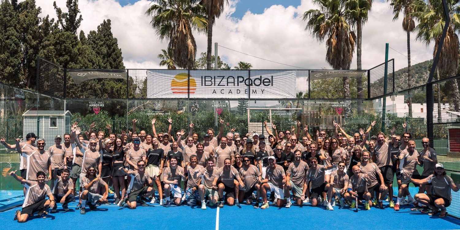 A padel court beside the Ibiza coastline